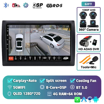 Android 14 For Fiat Stilo 2001 - 2010 2K QLED Android Car Radio Multimedia Video Player GPS AI Voice CarPlay 4G Stereo Head Unit