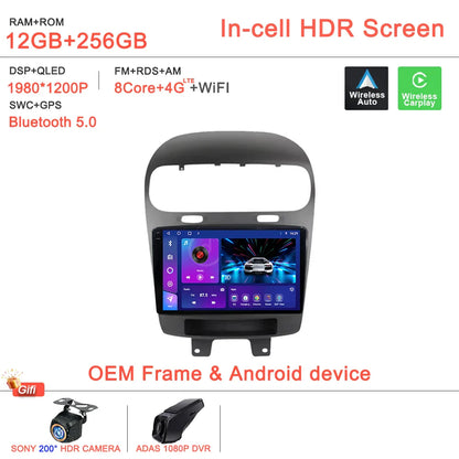 Android14 2K Incell Screen For Dodge Journey Fiat Leap 2012 - 2020 Car Dvd Auto Radio Stereo Multimedia Player GPS Navigation 5G