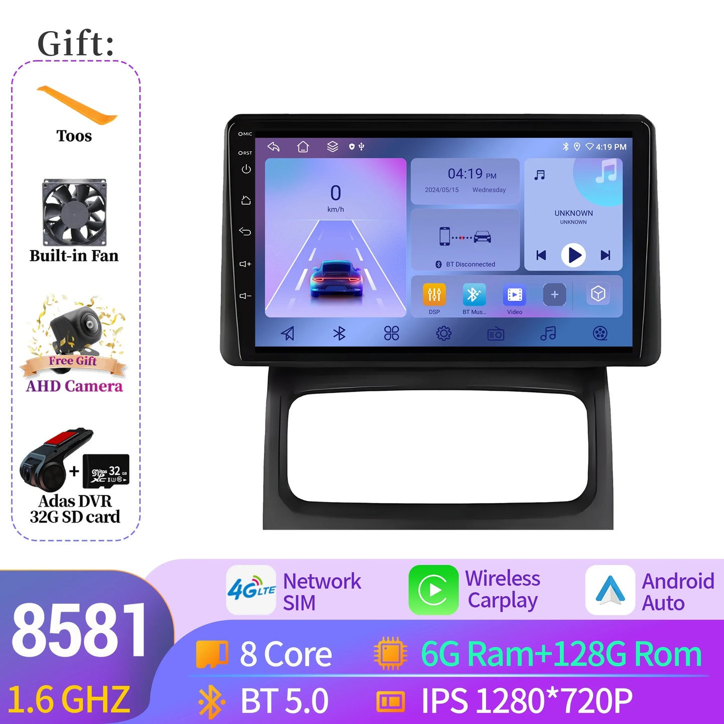 Android 14 Auto For Renault Clio 2 BB CB 2001-2012 Wireless Apple BT Carplay Car Radio Multimedia Touch Stereo 2K QLED Screen