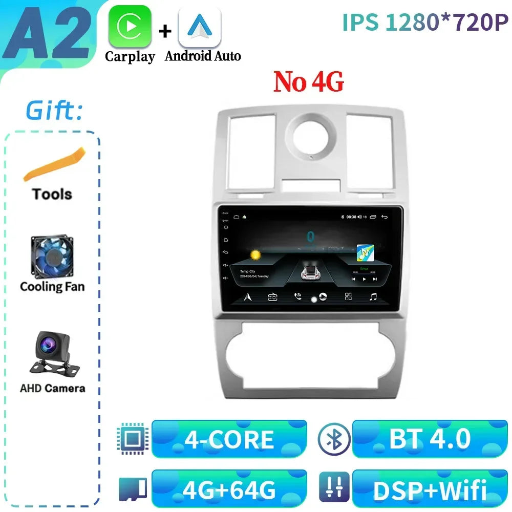 Android 14 For Chrysler 300C 2004-2011 Car Radio 4G GPS BT Carplay Navigation Wireless Bluetooth Carplay Head Unit Touch Screen