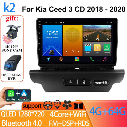 For Kia Ceed 3 CD 2018 - 2020 Auto Radio Android 14 Carplay Video Player 4G GPS Navigation Multimedia WIFI No 2 din 5G BT DVD