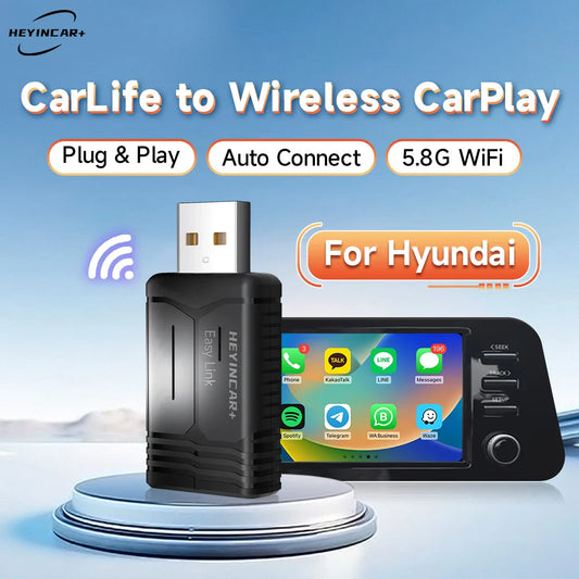 HEYINCAR Baidu Carlife to Wireless Carplay For Hyundai Tucson Elantra Lafesta Sonata Mufasa Custo China car Yandex Map spotify