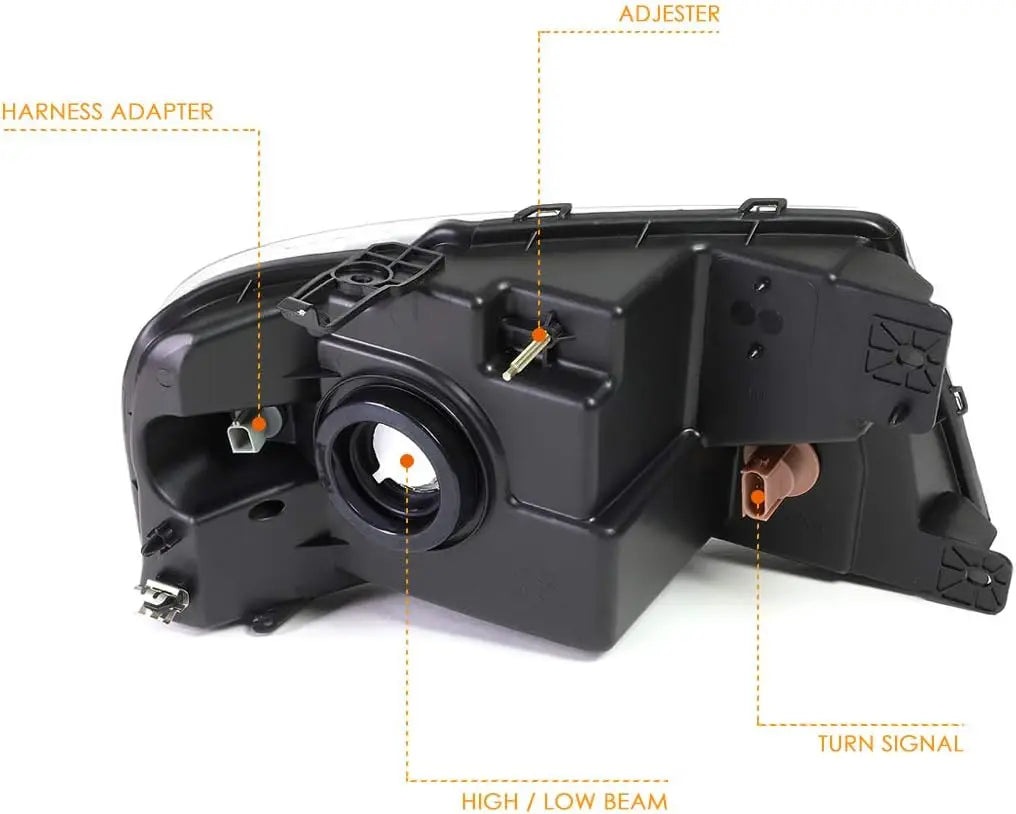 2Pcs Replacement Headlights Assembly Compatible with Ford F150 04-08/Lincoln Mark LT 06-08,Black Housing/Amber Corner