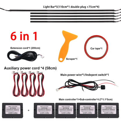 14 in 1 RGB LED Atmosphere Car Light Interior Decoration Fiber Strip Light By App Control Decorative Ambient Lamp Dashboard Lamp