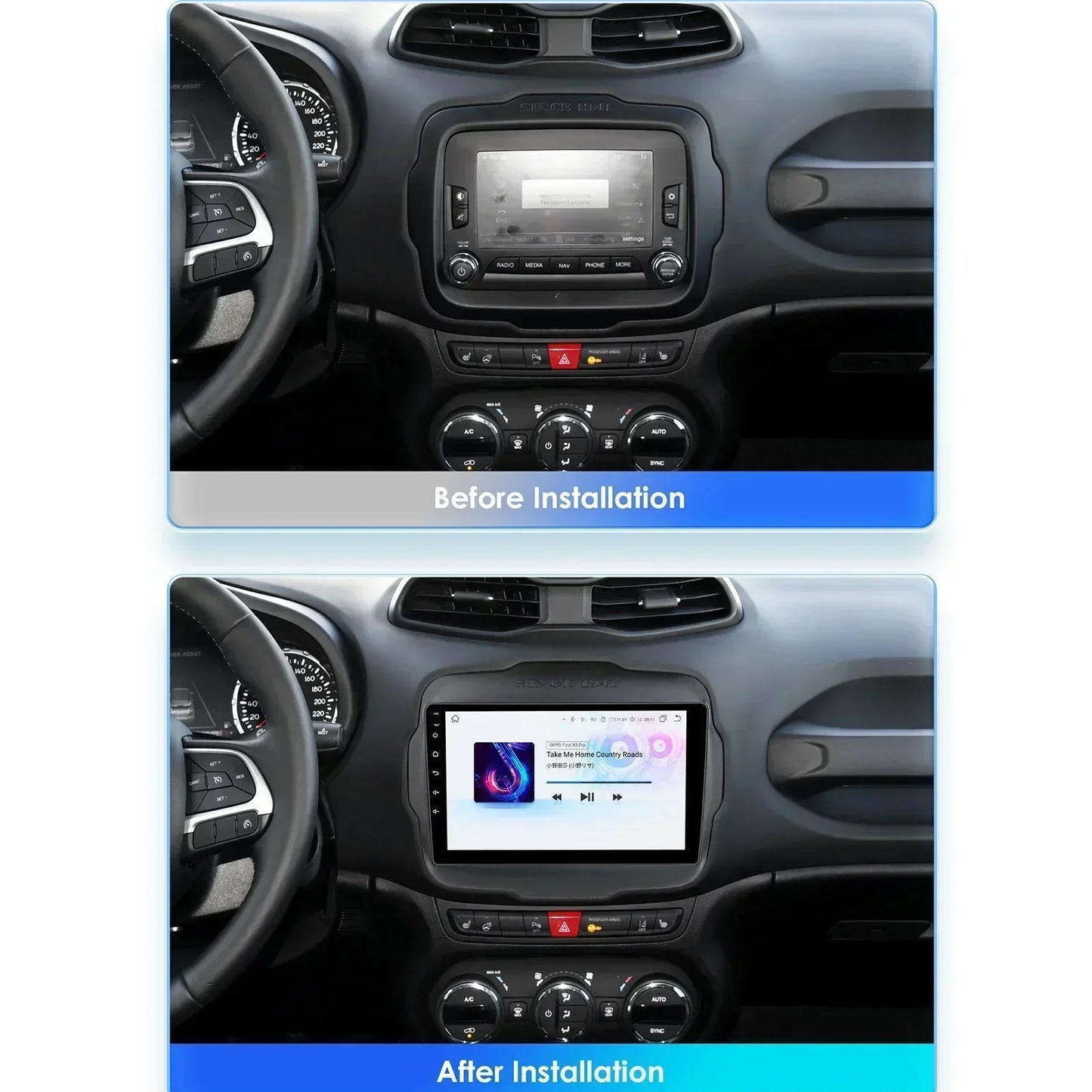 7862 Carplay 4G-LTE 9" Car Radio Android for Jeep Renegade 2016-2020 Multimedia Player Navigation GPS 2 Din Stereo DSP Autoradio