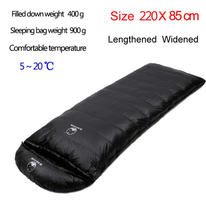 Size 220X85cm Lengthening And Widening Suitable For Tall People Good Quality White Goose Down Thermal Sleeping Bags Camping