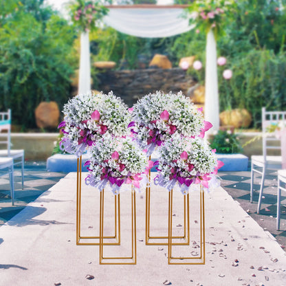 Wedding Flower Stand, Set of 4, Modern Rectangular Design, Stable Iron Structure, Perfect for Wedding Decorations, Floor
