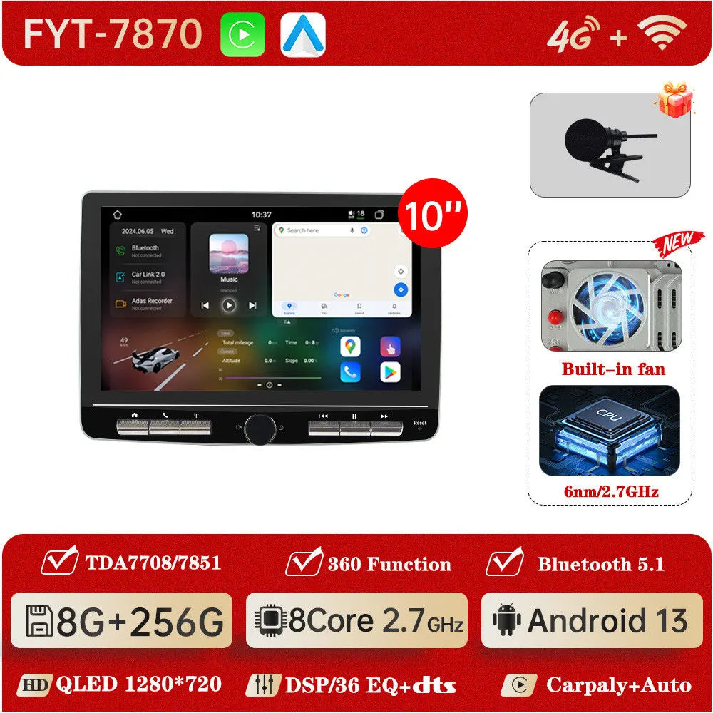 UIS7870 Android 13 Universal Car Radio Carplay auto WIFI6 360 camera Multimedia Player GPS Navigation DSP DTS DVR Head Unit