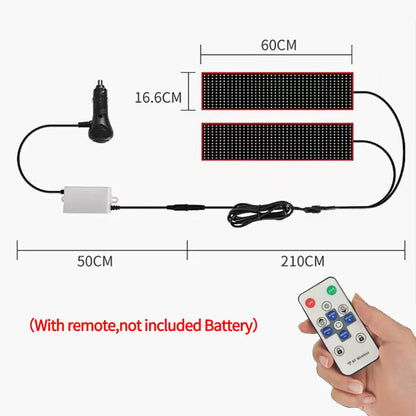 2 in 1 Truck Car Devil Eye LED Pixel Panel Light Remote Control Soft Foldable Lighting Scrolling For Board Windshield 12V 24V