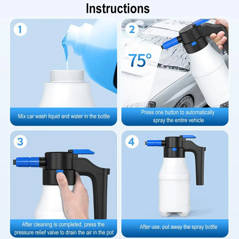 1.5L Electric Foam Sprayer Car Wash High Pressure Spray Can Foam Generator USB Rechargeable Fine Foam Efficient Car Cleaning power tools