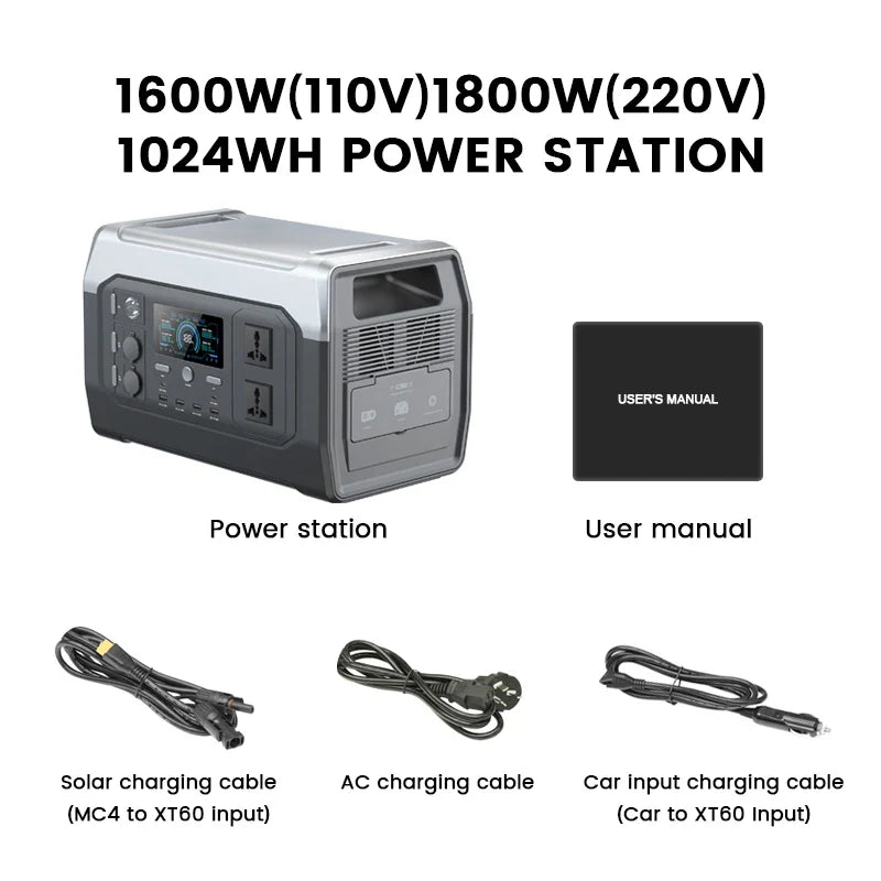 2000W/2048Wh Portable Power Station 640000mAh 220V LifePo4 Batterie Generator+200W Solar Panel Powerstation Emergency Backup