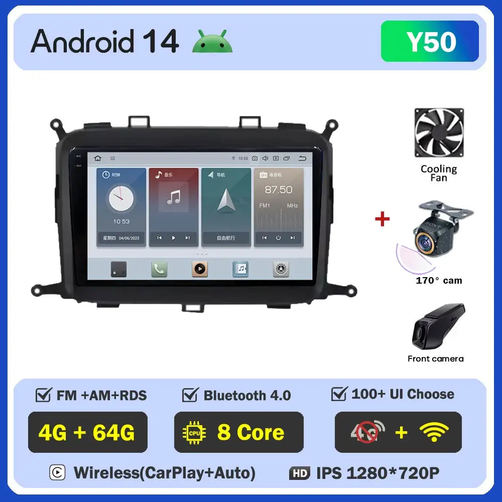 Android 14 Carplay Auto Car Radio For Kia Carens 2013 - 2018 Multimedia Player Auto Radio GPS Navigation TV Head Unit No 2 Din