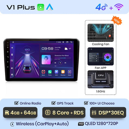 Junsun Car Stereo For Dodge RAM 1500 2013-2019 Intelligent System Wireless Carplay Android Auto GPS Navigation WiFi 4G DSP SWC
