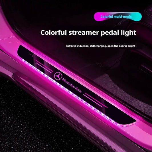 Car LED Wireless Welcome Pedal Light Door Sill Light For Mercedes-Benz AMG A C E V Class GLA Sprinter ML Vito GLK CLA SLK SL GLC