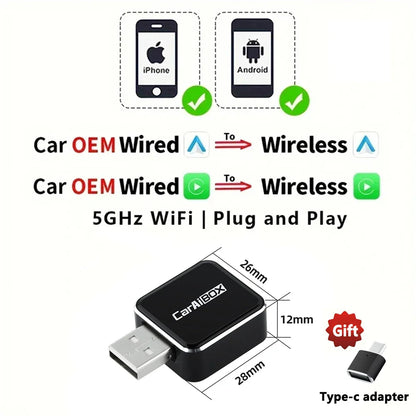 EKIY 2in1 Wireless CarPlay Dongle Wireless Android Auto Adapter AI Smart Box Car Intelligent Systems For Car With Wired CarPlay