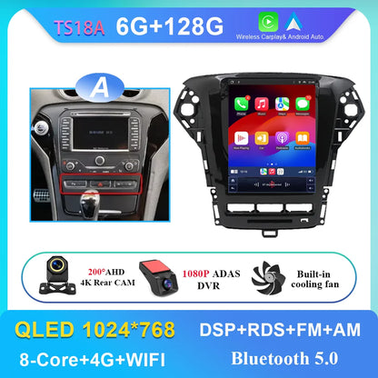 9.7 Inch Android 14 Car Radio Stereo Multimedia Player For Ford Mondeo MK4 2011 - 2013 Auto GPS Navigation wireless carplay DVD