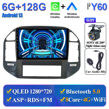 Wireless Android Head Unit For Mitsubishi Pajero 3 V70 V60 1999-2006 Car Auto Radio Carplay Multimedia GPS Navigation No 2din 4G