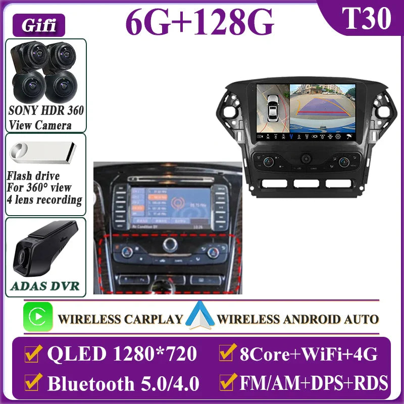 Autostereo 14 For Ford Mondeo MK4 2007-2014 Car Multimedia Video Player GPS Navigation Radio Android 13 Auto Carplay No 2Din DVD