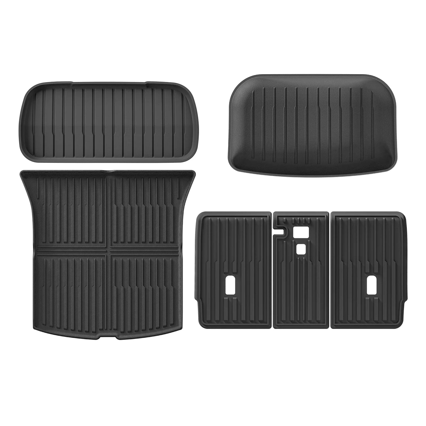 LUCKEASY for New Tesla Model Y 5seats Launch 2025+ Juniper TPE Floor Mats Cargo Liner Trunk Mats Backrest Pad Protection Black