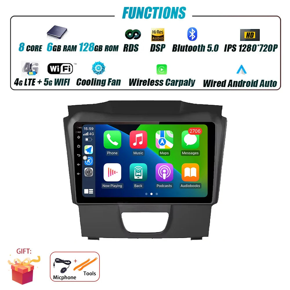 Android Auto Car Radio For Isuzu DMAX 2015 - 2019 Multimedia Stereo Video Player Navigation GPS Carplay 4G WIFI DSP RDS BT