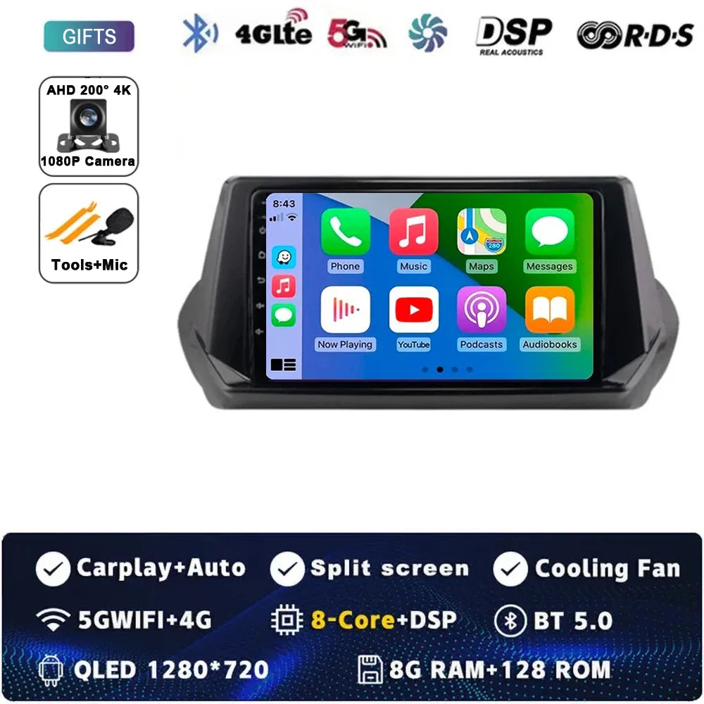 Android 15 Carplay Auto For Peugeot 2008 208 2019 2020 2021 2022 Car Radio Multimedia Video Player Navigation GPS  No 2Din 2 Din
