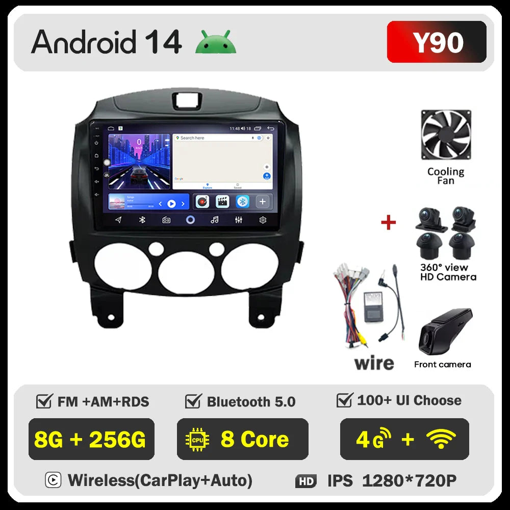 Android 14 Car For MAZDA 2 Mazda2 2007 2008 2009 2010 2011 2012 2013 2014 GPS Navi No 2 din Autoradio Car Android Radio Screen