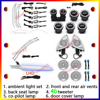 LED For Benz C/GLC Coupe W205 X253 C43 C63 C200 C180 Car Decorative Lamp MB Nozzle Air Vent 3D Tweeter Speaker Ambient Light