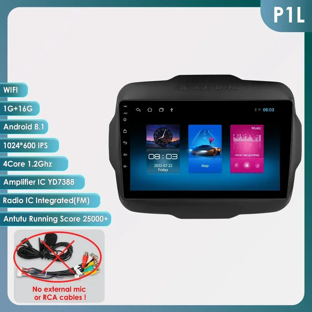 7862 Carplay 4G-LTE 9" Car Radio Android for Jeep Renegade 2016-2020 Multimedia Player Navigation GPS 2 Din Stereo DSP Autoradio