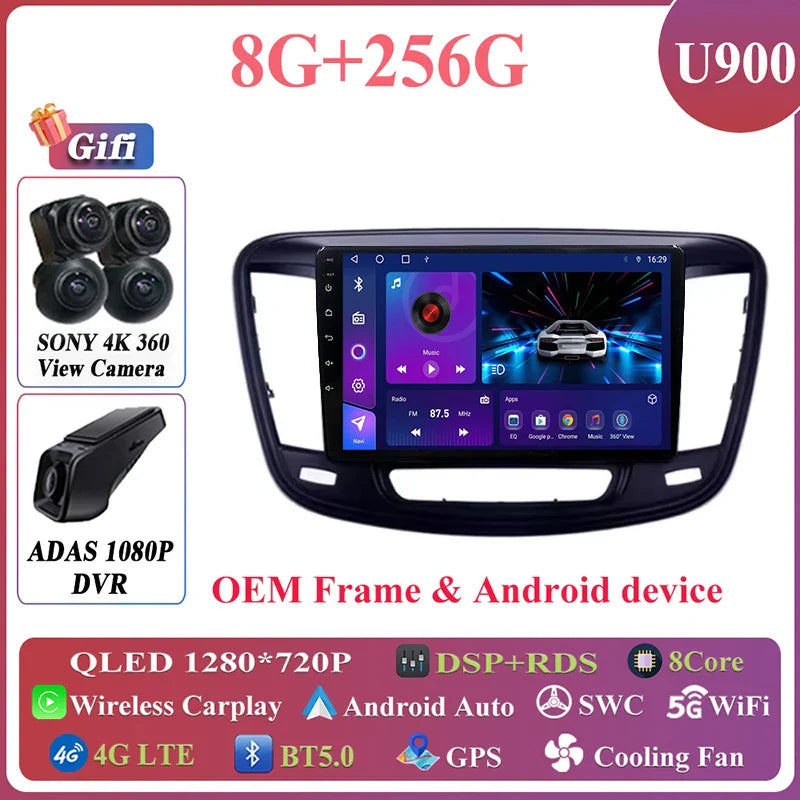 Android Auto For Chrysler 200 200C 200S 2015 - 2019 Car Radio Multimedia Video Stereo Player Carplay Navigation GPS DSP 5G WIFI