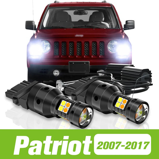 2pcs For Jeep Patriot MK 2007-2017 Dual Mode LED Turn Signal+Daytime Running Light DRL 2008 2009 2010 2011 2012 2013 Accessories