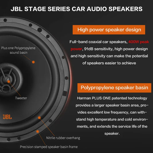 JBL 6.5-inch 400W HIFI coaxial subwoofer full-band range car speaker treble midrange music stereo speaker