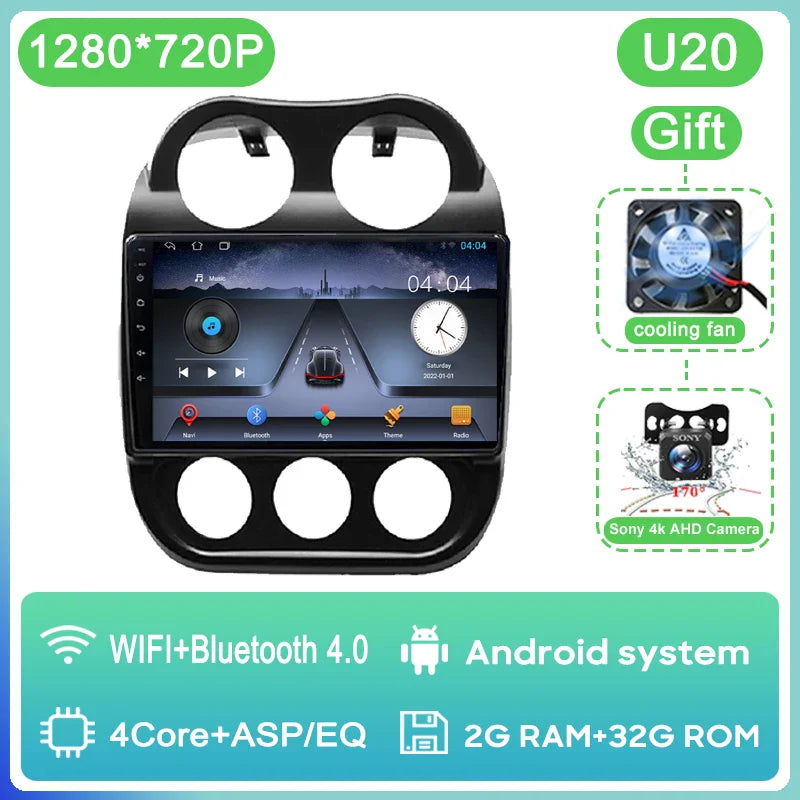 Car Android 13 For JEEP Compass Patriot 2011 - 2017 Auto Radio Multimedia Player GPS Navigation Carplay Stereo 4G BT No 2din DVD