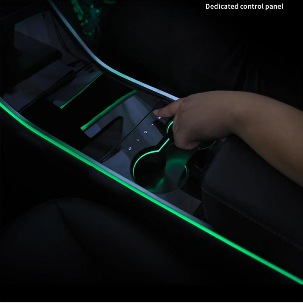 Laser engraving LED For Tesla Model 3 Y Interior Car Ambient Light Center Console Dashboard Panel Control LED Strip Lights