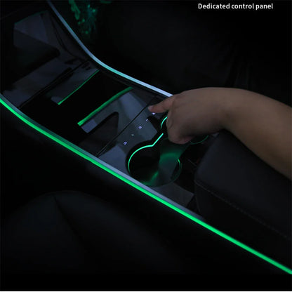 Laser engraving LED For Tesla Model 3 Y Interior Car Ambient Light Center Console Dashboard Panel Control LED Strip Lights