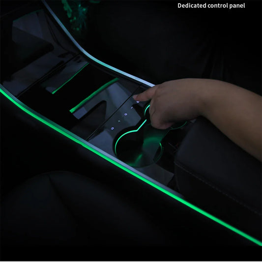 Laser engraving LED For Tesla Model 3 Y Interior Car Ambient Light Center Console Dashboard Panel Control LED Strip Lights