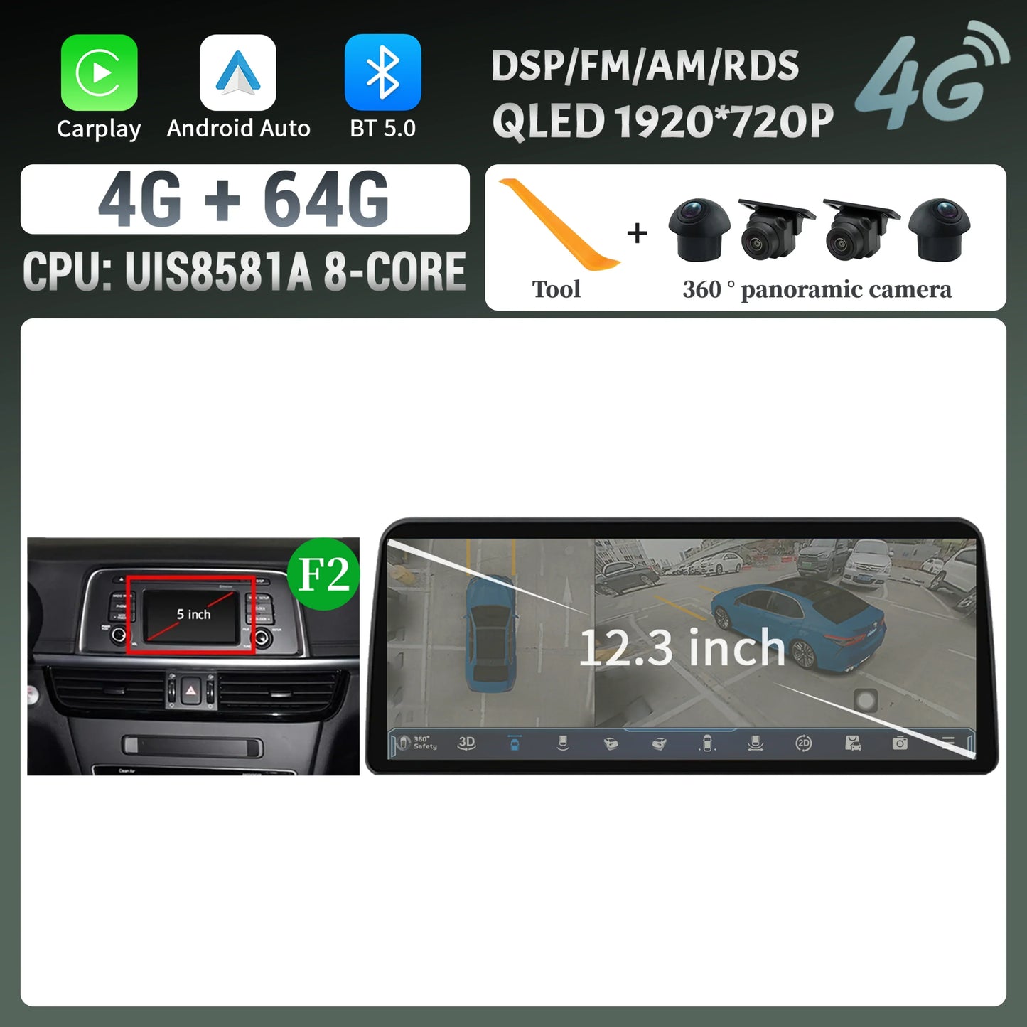 12.3inch Android 14 For KIA K5 Optima 2015 2016 2017 2018 2019 Car Radio Multimedia Navigation GPS Carplay Stereo Touch Screen