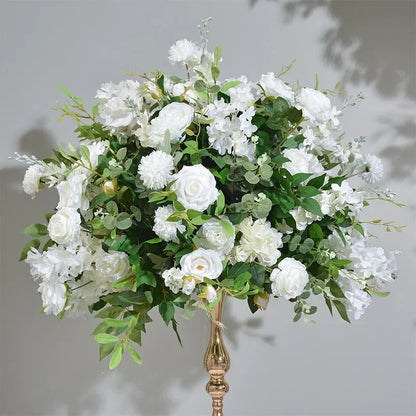 White Rose Green Plants Luxury Wedding Backdrop Decoration Artificial Flower Row Floral Arrangement Arch Props Decor Event Deco