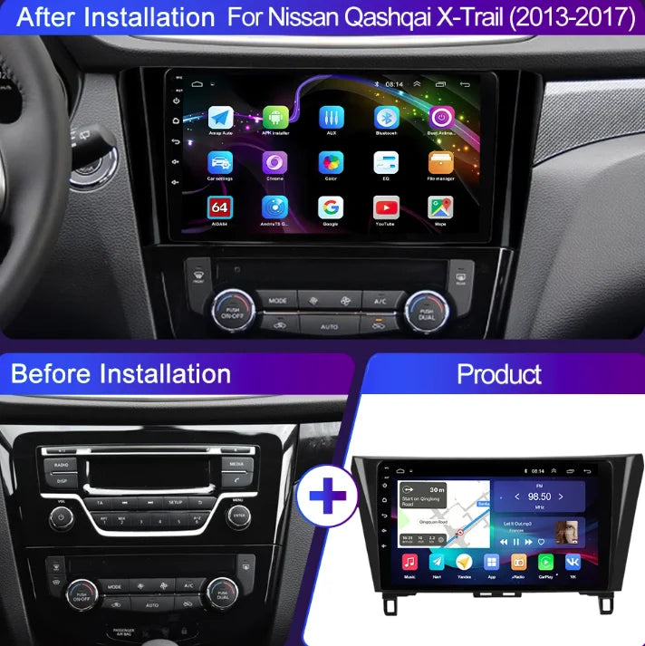 9 Inch Android 13.0 2+32G For Nissan Qashqai X-Trail 2014-2019 Car GPS Navigation Multimedia Player Radio Tape Head Unit Carplay