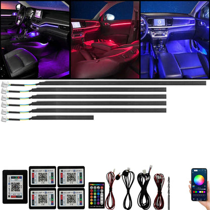 22in1 Universal Symphony Colorful Car Ambient Light Neon RGB Automobile Acrylic Strip Decor lamp APP & RF Remote Controller