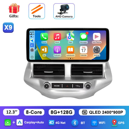 Carplay 12.3 inch Ultra-thin Screen for Ford EcoSport 2013 - 2017 Android 14 GPS Navigation Car Video Multimedia Player BT WiFi