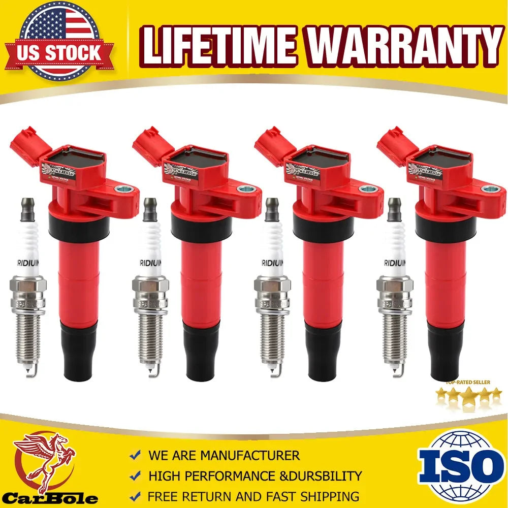 4 Ignition Coil UF611 & Spark Plug For 2011-15 Hyundai Kia Optima Sonata 2.4L L4