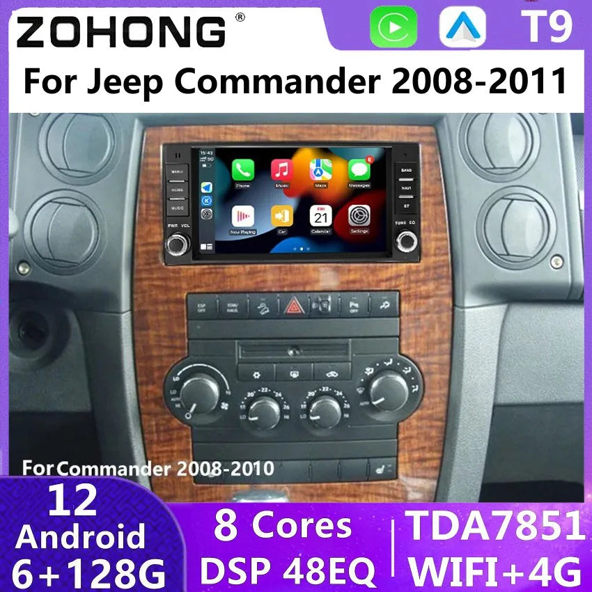 DSP Car Radio Stereo For Jeep Commander Carplay Android Auto Multimedia Player Screen Autoradio Navigation GPS BT 4G Head Unit