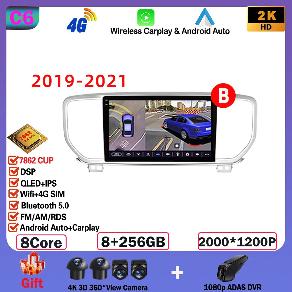 Android  For KIA Sportage 4 2016-2018 2019-2021 Multimedia Video Player Navigation GPS Stereo Wireless Carplay DSP WIFI NO 2DIN