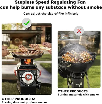 Wood Burning Camping Stove, Smoke-Free Outdoor camp Cooking Stove, Ideal for Motorhomes, Heating Solutions, Garden Parties, and