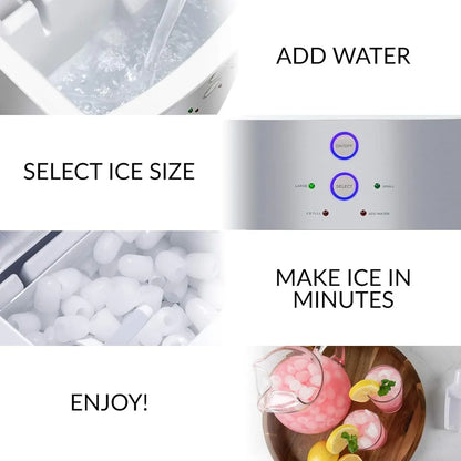 ICEB33SS Large-Capacity Stainless Steel Automatic Portable Electric Countertop Ice Maker Machine, 33 Pounds in 24 Hours