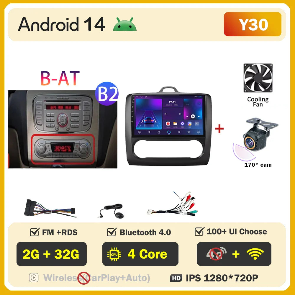 2din Android 14 Carplay Radio For ford focus 2 3 Mk2 Mk3 2004-2011 Automotive Car Multimedia GPS Autoradio 8 Core Wifi DSP BT