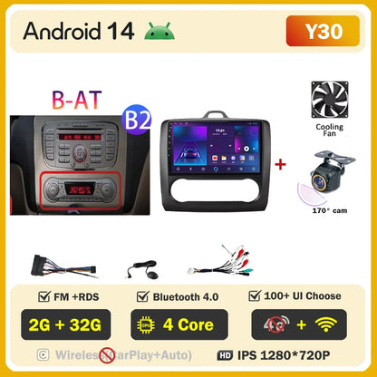 2din Android 14 Carplay Radio For ford focus 2 3 Mk2 Mk3 2004-2011 Automotive Car Multimedia GPS Autoradio 8 Core Wifi DSP BT