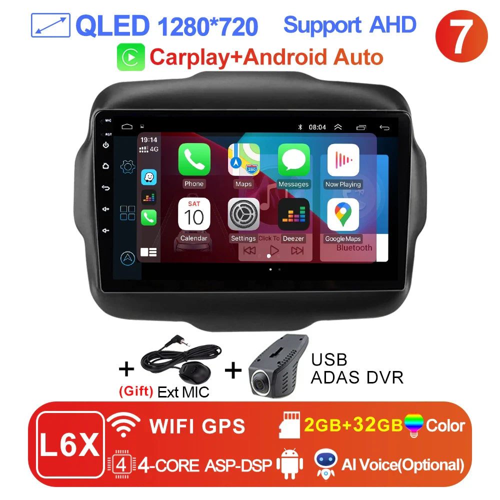 LEHX L6Pro 4G LTE DSP Car Radio Android Auto Video Multimedia Player For Jeep Renegade 2016-2020 Carplay 2din dvd Autoradio  gps