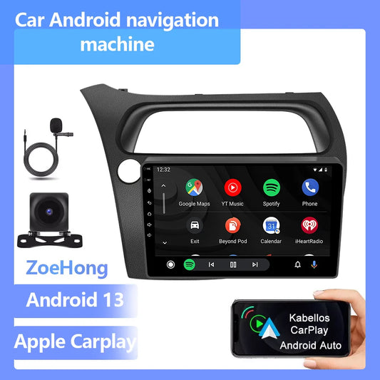 ZoeHong Android 13 Carplay GPS For Honda Civic Hatchback 2006-2011 Car Radio Multimedia Player Navigation GPS 4G Android Auto