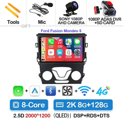 Android 15 Carplay Auto 4G WIFI GPS For Ford Mondeo 5 Fusion 2012-2019 Car Radio Multimedia Player Video Stereo Head Unit 2din
